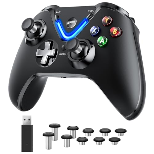 RALAN Wireless Controller mit Paddles für Xbox One S/X, Xbox Series S/X, Windows PC, 2.4G Wireless Adapter mit 3.8mm Kopfhörerbuchse, ALPS Joystick, Hall Effect Sensing Trigger RALAN Wireless Controller mit Paddles für Xbox One S/X, Xbox Series S/X, Windows PC, 2.4G Wireless Adapter mit 3.8mm Kopfhörerbuchse, ALPS Joystick, Hall Effect Sensing Trigger von RALAN