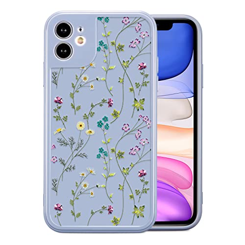 RALEAVO Blume Hülle Kompatibel mit iPhone 11 (6.1"), Stoßfeste Silikon Hülle mit Niedlichen Motiv Dünne Handyhülle Kameraschutz Schutzhülle für iPhone 11-Grau von RALEAVO