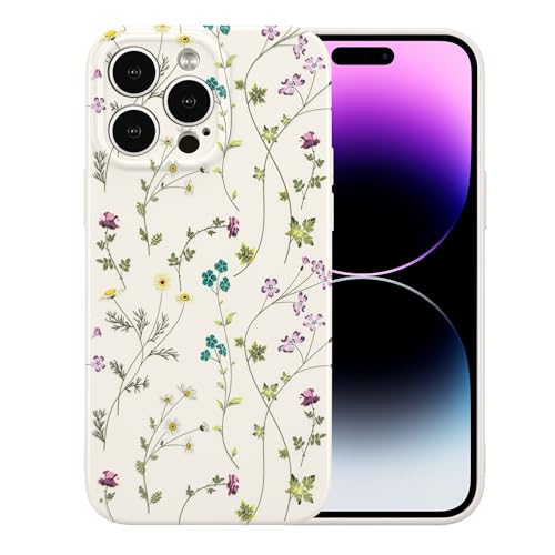 RALEAVO Blume Hülle Kompatibel mit iPhone 13 Pro Max (6.7"), Stoßfeste Silikon Hülle mit Niedlichen Motiv Dünne Handyhülle Kameraschutz Schutzhülle für iPhone 13 Pro Max-Beige von RALEAVO