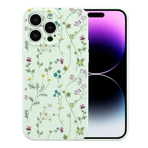 RALEAVO Blume Hülle Kompatibel mit iPhone 16 Pro Max (6.9"), Stoßfeste Silikon Hülle mit Niedlichen Motiv Dünne Handyhülle Kameraschutz Schutzhülle für iPhone 16 Pro Max-Grün von RALEAVO