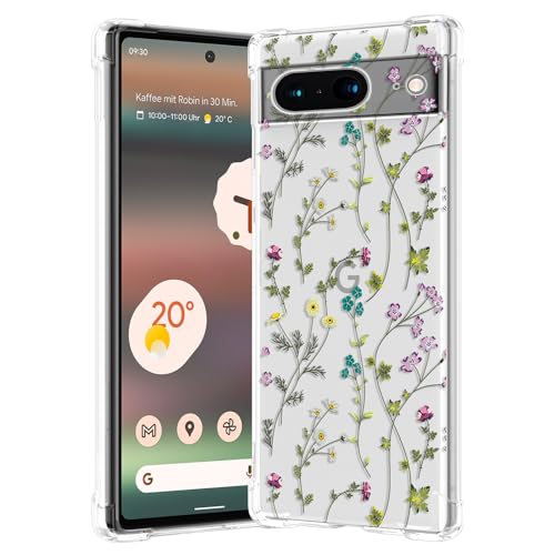 RALEAVO Blume Hülle für Google Pixel 8, Klar Stoßfeste Silikon Hülle mit Niedlichen Motiv Dünne Handyhülle Kameraschutz Schutzhülle für iGoogle Pixel 8-Branches von RALEAVO