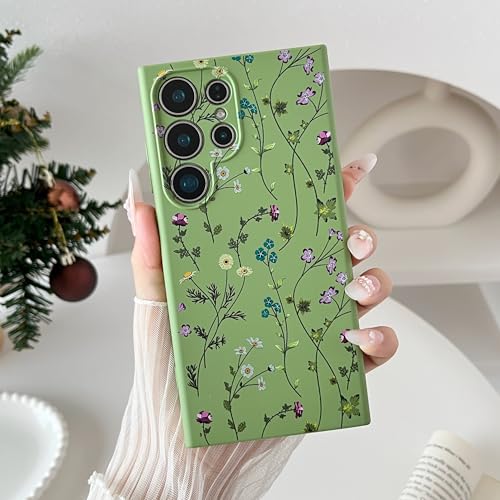 RALEAVO Blumen Handyhülle für Samsung Galaxy S25 Ultra, Hochwertiges Flüssig Silikon Stoßfeste Schutzhülle mit niedlich Blumen, Ultra Dünn mit Microfiber Matt Hülle für Samsung S25 Ultra-Grün/Stamm RALEAVO Blumen Handyhülle für Samsung Galaxy S25 Ultra, Hochwertiges Flüssig Silikon Stoßfeste Schutzhülle mit niedlich Blumen, Ultra Dünn mit Microfiber Matt Hülle für Samsung S25 Ultra-Grün/Stamm von RALEAVO