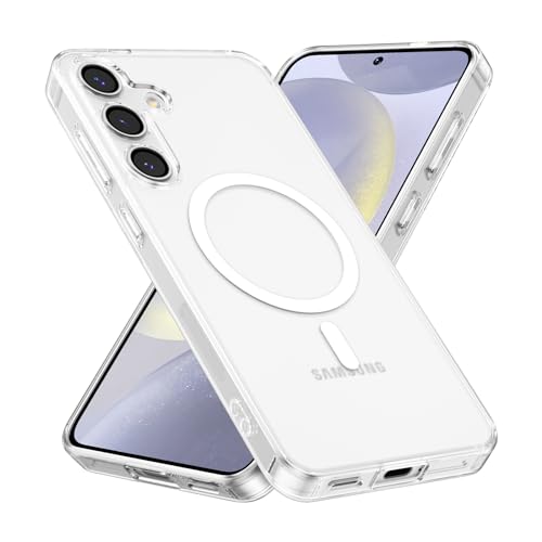 RALEAVO Handyhülle für Samsung Galaxy S24 5G, Magnetische Klar Handyhülle Kompatibel mit MagSafe, Stoßfest Militär-Grade Schutz Bumper hülle für Samsung S24, Klar (Magnetisch) von RALEAVO