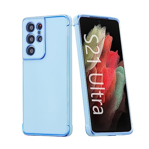 RALEAVO Hülle Entwickelt für Samsung Galaxy S21 Ultra 5G, Niedliche Galvanik Handyhülle TPU stoßfeste Schutzhülle Hülle für Galaxy S21 Ultra-Blau von RALEAVO