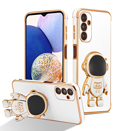 RALEAVO Hülle für Samsung Galaxy A14 5G mit Astronaut Ständer, Kameraschutz Kratzfest Stoßfeste Bumper Handyhülle mit 3D Cartoon für Galaxy A14 5G-Weiß von RALEAVO