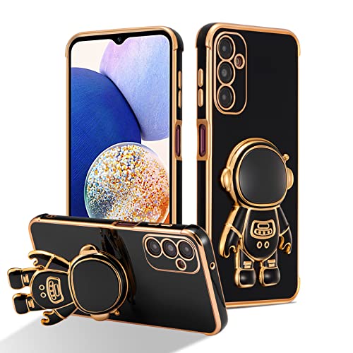 RALEAVO Hülle für Samsung Galaxy A15 4G/5G mit Astronaut Ständer, Kameraschutz Kratzfest Stoßfeste Bumper Handyhülle mit 3D Cartoon für Galaxy A15-Schwarz von RALEAVO