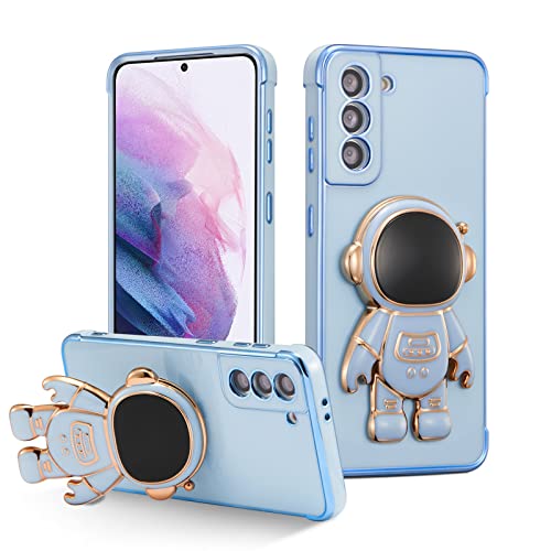 RALEAVO Hülle für Samsung Galaxy S22 Plus 5G mit Astronaut Ständer, Kameraschutz Kratzfest Stoßfeste Bumper Handyhülle mit 3D Cartoon für Galaxy S22 Plus-Blau von RALEAVO