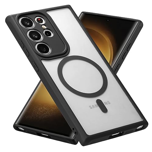 RALEAVO Hülle für Samsung Galaxy S22 Ultra 5G, Kompatibel mit Magsafe Stoßfest Military Grade Transluzente Matte Handyhülle für Galaxy S22 Ultra-Schwarz (Magnetische) von RALEAVO