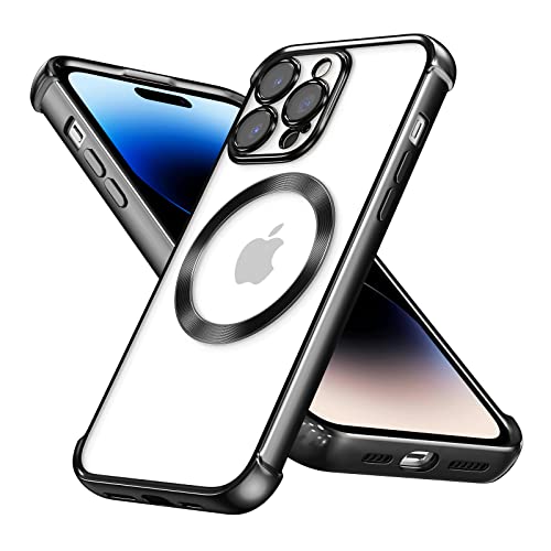 RALEAVO Klar Handyhülle für iPhone 14 Pro (6.1”), Silikon Magnetische Hülle Stoßfest Schutzhülle Ultra Dünn Kameraschutz Hülle für iPhone 14 Pro-Schwarz von RALEAVO