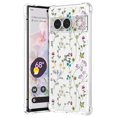 RALEAVO Kompatibel mit Google Pixel 8a Handyhülle Transparent Blume Hülle Mädchen Muster Stoßfest Hülle mit Schön Motiv für Pixel 8a-Branch von RALEAVO