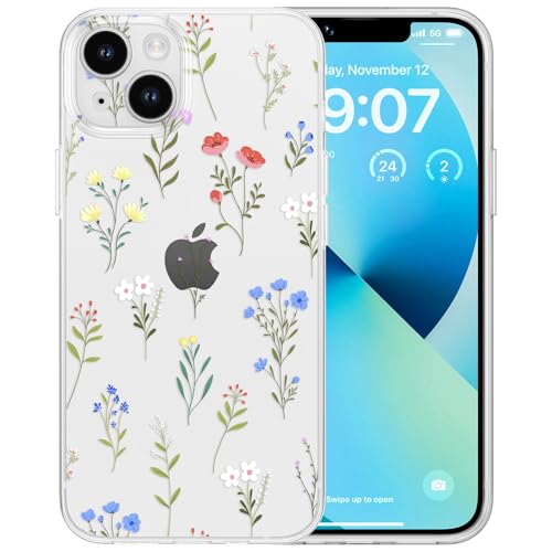 RALEAVO Kompatibel mit iPhone 14 Hülle, Klare Blumen Handyhülle für Mädchen, Weiches Silikon Stoßfest Schützende Bumper Handyhülle mit Niedlich Blumen Muster für iPhone 14 - Weiß RALEAVO Kompatibel mit iPhone 14 Hülle, Klare Blumen Handyhülle für Mädchen, Weiches Silikon Stoßfest Schützende Bumper Handyhülle mit Niedlich Blumen Muster für iPhone 14 - Weiß von RALEAVO