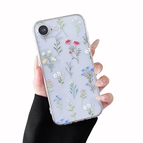 RALEAVO Kompatibel mit iPhone 16e Hülle, Klare Blumen Handyhülle für Mädchen, Weiches Silikon Stoßfest Schützende Bumper Handyhülle mit Niedlich Blumen Muster für iPhone 16e - Weiß RALEAVO Kompatibel mit iPhone 16e Hülle, Klare Blumen Handyhülle für Mädchen, Weiches Silikon Stoßfest Schützende Bumper Handyhülle mit Niedlich Blumen Muster für iPhone 16e - Weiß von RALEAVO