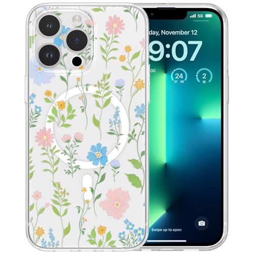 RALEAVO Magnetisch Hülle für iPhone 15 Pro Max 6,7 Zoll Kompatibel mit MagSafe Kabellosem Laden, Silikon Niedlich Blumen Hülle Transparent Stoßfest Schutzhülle für iPhone 15 Pro Max-Rosa RALEAVO Magnetisch Hülle für iPhone 15 Pro Max 6,7 Zoll Kompatibel mit MagSafe Kabellosem Laden, Silikon Niedlich Blumen Hülle Transparent Stoßfest Schutzhülle für iPhone 15 Pro Max-Rosa von RALEAVO