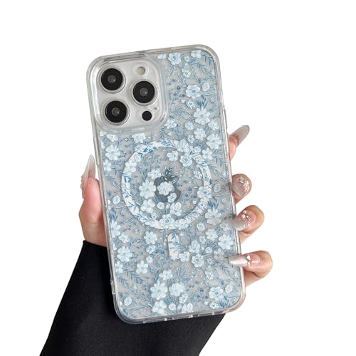 RALEAVO Magnetisch Hülle für iPhone 16e 6,1 Zoll Kompatibel mit MagSafe Kabellosem Laden, Silikon Niedlich Blumen Hülle Transparent Stoßfest Schutzhülle für iPhone 16e-Blaue Blumen RALEAVO Magnetisch Hülle für iPhone 16e 6,1 Zoll Kompatibel mit MagSafe Kabellosem Laden, Silikon Niedlich Blumen Hülle Transparent Stoßfest Schutzhülle für iPhone 16e-Blaue Blumen von RALEAVO