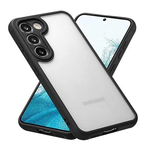 RALEAVO Stoßfest Hülle für Samsung Galaxy S23 5G Schutzhülle mit Military Grade Harte PC-Rückseite Transluzente Matte Schutzhülle Handyhülle für Galaxy S23-Schwarz von RALEAVO