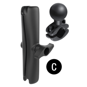 RAM Mounts Schraubklemmen-Set - C-Kugel (1,5 Zoll), Schraubklemme (bis 101 mm Breite), kurzer Verbindungsarm, runde Basisplatte (AMPS) (RAM-101U-B-247) von RAM Mounts