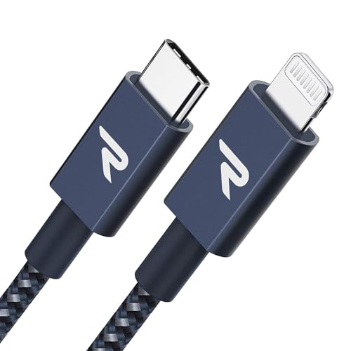 RAMPOW USB C auf Lightning Kabel Nylon 2M [MFi-zertifiziertes ] für iPhone 14/13/12/11/11 Pro/Pro Max/XS/XR/X/8/7/6, iPad Mini, iPad Air -2M, Navy Blau von RAMPOW