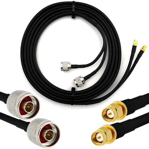 3m SMA Stecker auf N Stecker Doppel-Koaxialkabel — HF-240 (LMR 240 Äquivalent) Twin Verlängerungskabel Antennenkabel — für WiFi RF Antenne GSM LTE 4G 5G 6G Router Signalverstärker Lora Ham CB Funk von RANGEFUL