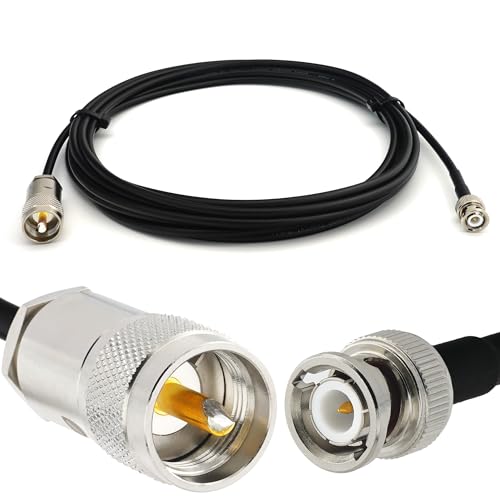 RANGEFUL 10m BNC Stecker auf PL259 UHF RG58 Koaxialkabel — BNC PL Verlängerungskabel 10 Meter Jumper Kabel (50 Ohm) — Schwarz Antennenkabel für HAM Radio CB Funk WIFI Antenne von RANGEFUL