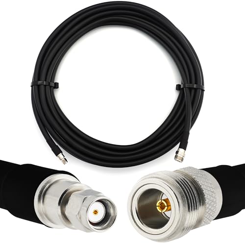 RANGEFUL 15m RP-SMA Stecker auf N Buchse Koaxialkabel — Vollkupfer HF400 Flexibles Verlängerungskoax 50 Ohm (LMR400 UF UltraFlex Äquivalent) — für WiFi/Router/Antenne/WLAN/RF/Radio von RANGEFUL