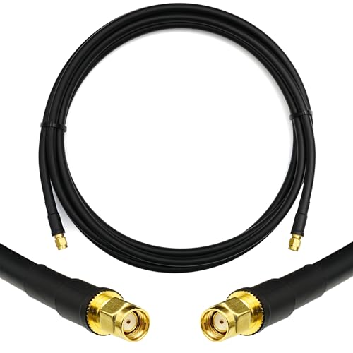 RANGEFUL 2m RP-SMA Stecker auf RP-SMA Stecker Koaxialkabel – 2 Meter 5D-FB Verlustarmes Antennenkabel Ø7.5mm Verlängerungskabel (50 Ohm) — für WiFi Router Antenne Wireless RF WLAN Radio Modem von RANGEFUL