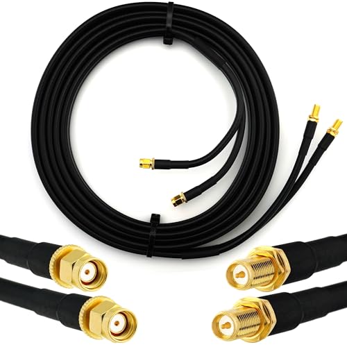 RANGEFUL 5m RP-SMA Stecker auf RP-SMA Buchse Doppel-Koaxialkabel — HF-240 (LMR 240 Äquivalent) Twin Verlängerungskabel Antennenkabel — für WiFi Router Antenne Wireless RF WLAN Radio Modem von RANGEFUL
