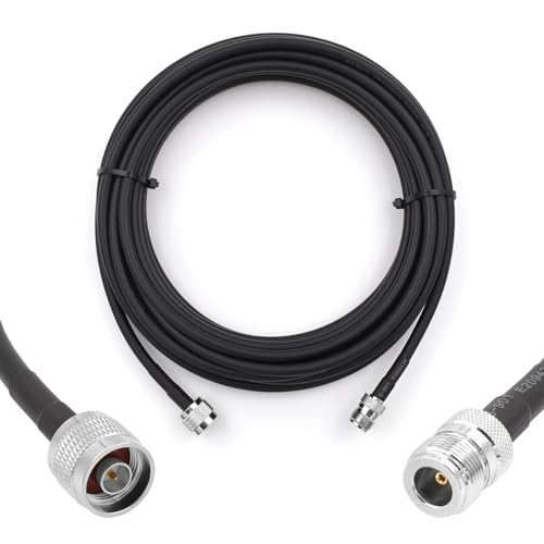 RANGEFUL N Stecker auf N Buchse Koaxialkabel 10m — 50ohm 5D-FB Ø7.5mm Verlängerung Ultra Low Loss antennenkabel — WiFi RF Antenne GSM 3G 4G LTE 5G Router Signalverstärker Lora Ham CB Funk von RANGEFUL