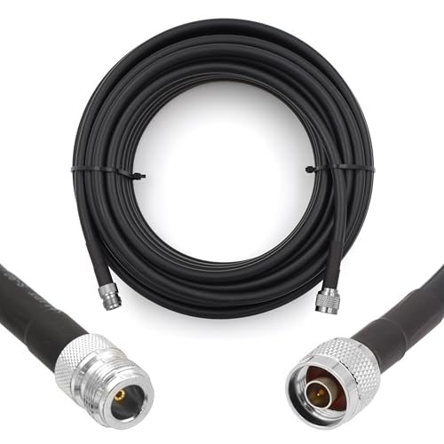 RANGEFUL N Stecker auf N Buchse Koaxialkabel 15m — 50ohm 8D-FB Ø11.1mm Verlängerung Ultra Low Loss antennenkabel — WiFi RF Antenne GSM 3G 4G LTE 5G Router Signalverstärker Lora Ham CB Funk von RANGEFUL