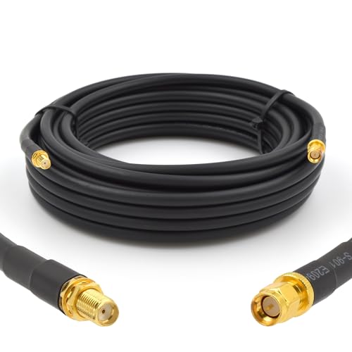 SMA Stecker auf SMA Buchse Koaxialkabel 10m — 50ohm 5D-FB Ø7.5mm Verlängerung Ultra Low Loss antennenkabel — WiFi RF Antenne GSM 3G 4G LTE 5G Router Signalverstärker Lora Ham CB Funk von RANGEFUL