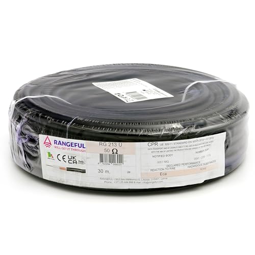 RG213 30m Koaxialkabel — 50 Ohm antennenkabel für SMA BNC TNC PL259 UHF N Stecker — RG213U Vollkupferkabel 10.3 mm coax kabel verlängerung — CB funk HAM radio Router 4G 5G — Hergestellt in Italien RG213 30m Koaxialkabel — 50 Ohm antennenkabel für SMA BNC TNC PL259 UHF N Stecker — RG213U Vollkupferkabel 10.3 mm coax kabel verlängerung — CB funk HAM radio Router 4G 5G — Hergestellt in Italien von RANGEFUL