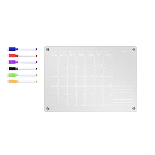 Acryl-Magnetkalender, Kühlschrankmagnet, Monats- und Wochenkalender mit 6 Stiften, transparente Acryl-Kalendertafeln für Planerstellung, A3 von RANRAO