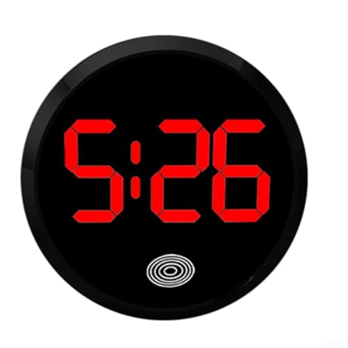 Auto-Uhr für Armaturenbrett, Mini-Digitaluhr, leuchtend, klein, rund, ABS, kleine Innenuhr, Auto-Entlüftungsuhren, für Autos, Fahrrad, Boot (schwarzes, rotes Licht) von RANRAO