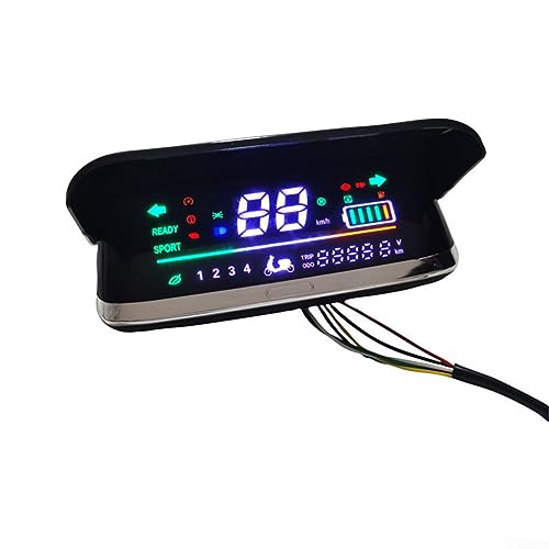 E-Bike LCD-Display Motor-Geschwindigkeitsmesser-Bildschirm, breites LCD-Display Motor-Geschwindigkeitsmesser-Bildschirm 48–72 V für Elektrofahrrad-Roller – mit Windschutzscheibe von RANRAO