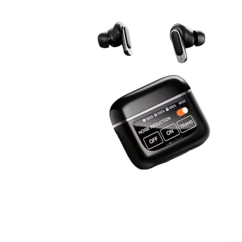 RANRAO Kabellose Bluetooth-Kopfhörer mit Geräuschunterdrückungs-Technologie, ANC-Bluetooth-Kompatibilitäts-Kopfhörer mit vollfarbigem Smart-Touchscreen (schwarz), 008QC0W1A96R76W91T4KPE von RANRAO
