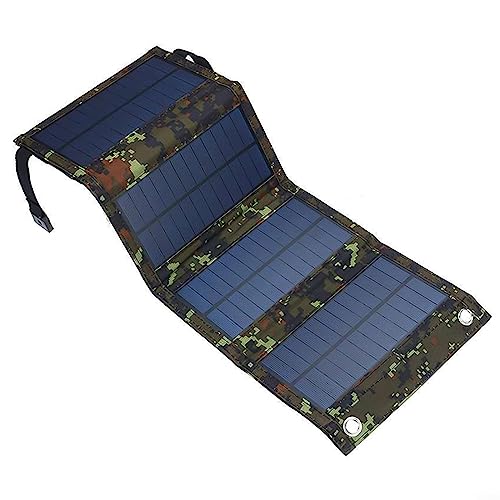 Solarmodul, wasserdicht, 20 W, 5 V, faltbares USB-Solarmodul, tragbares Outdoor-Handy-Batteriezellen, Ladegerät für Camping, Wandern, Camouflage von RANRAO