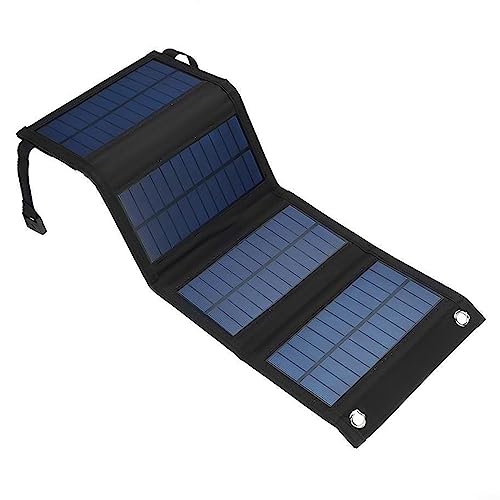 Solarmodul, wasserdicht, 20 W, 5 V, faltbares USB-Solarpanel, tragbares Outdoor-Handy-Batteriezellen, Ladegerät für Camping, Wandern, Schwarz von RANRAO
