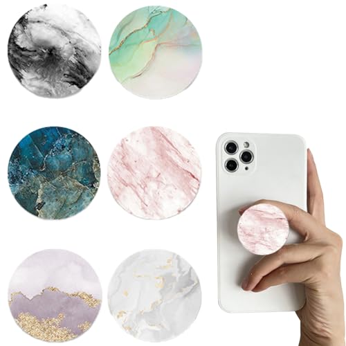 RANYAKE Handy-Halter,multifunktionaler Faltbarer Fingerständer,drehbarer Handy-Ständer für Smartphones und Tablets, Marmormuster, 6 Stück von RANYAKE