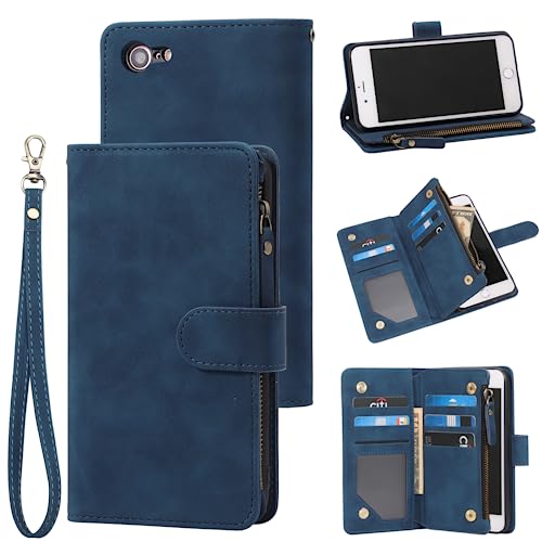 RANYOK Brieftaschen-Schutzhülle kompatibel mit iPhone SE 2022 5G, iPhone 7/8/SE 2020 (4,7 Zoll), RFID-blockierend, PU-Leder, Flip-Folio, mit Handschlaufe, Ständer, Schutzhülle für iPhone 7/8/SE 2/SE von RANYOK
