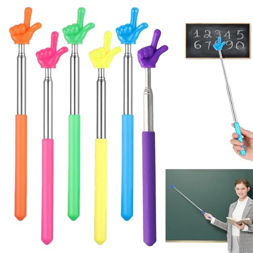 6 Stück Zeigestab Ausziehbar, Edelstahl Finger Pointer Stick 68Cm, Zeigefinger Stab, Multifunktions Zeigestock mit Hand für Klassenzimmer Interaktion, Vorlesungen, Lesen und Präsentationen 6 Stück Zeigestab Ausziehbar, Edelstahl Finger Pointer Stick 68Cm, Zeigefinger Stab, Multifunktions Zeigestock mit Hand für Klassenzimmer Interaktion, Vorlesungen, Lesen und Präsentationen von RAOLAWOBA