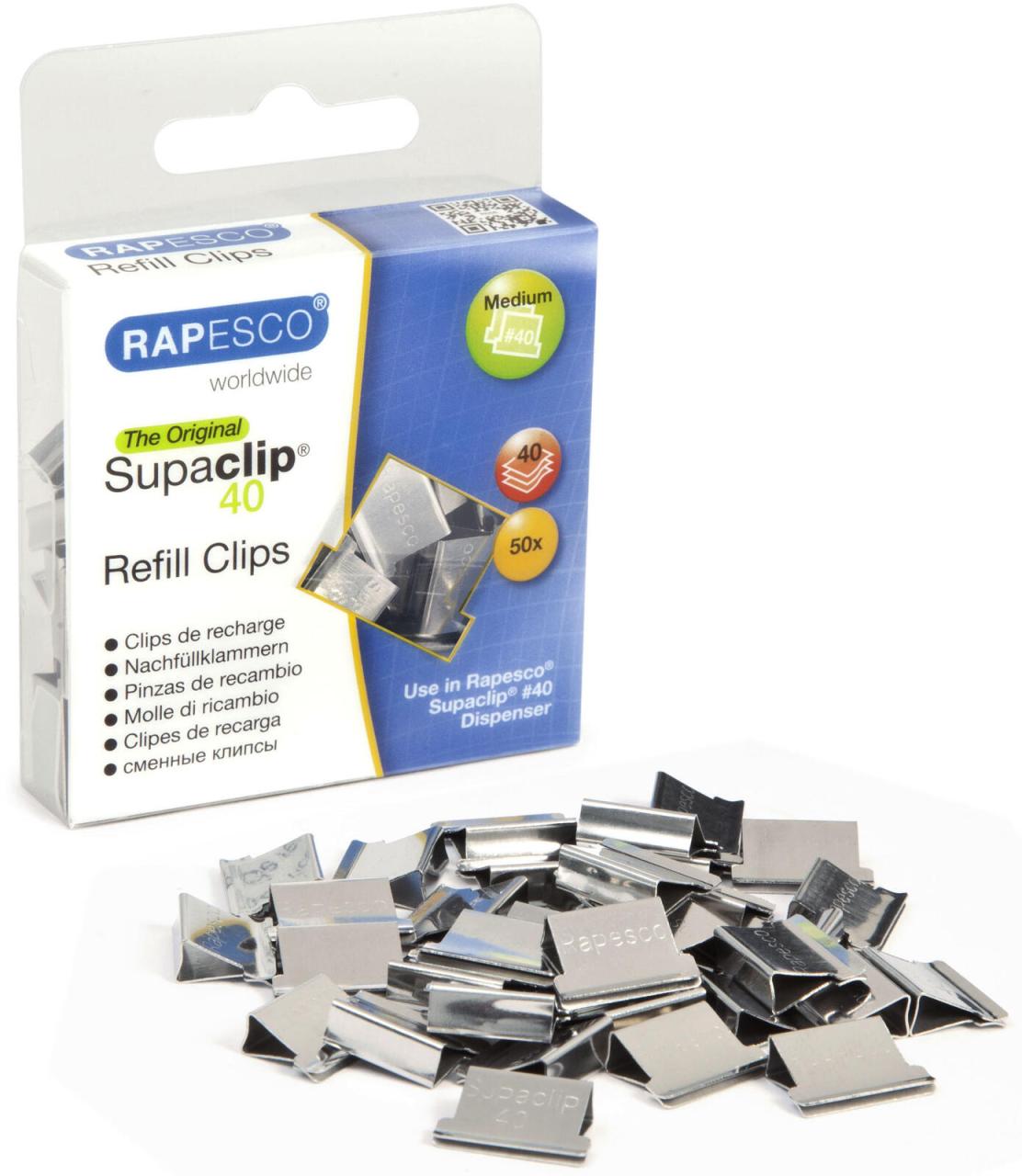 RAPESCO® Supaclips Rapesco Supaclip40 Nachfüllkl. RC4050SS silber von RAPESCO®