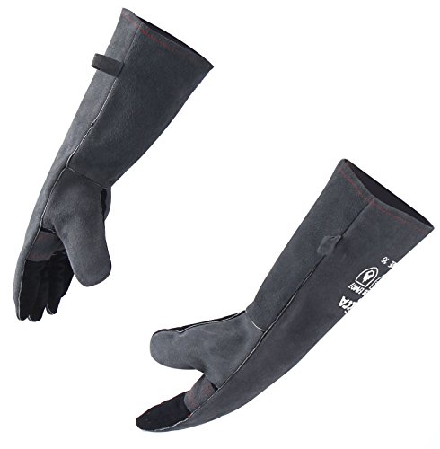 RAPICCA Schweißhandschuhe aus hitze- und feuerfestem Leder für Stick, Mig, Tig, Schmiede, Grill, Grill, Kamin, Holzofen, Ofen, Ofen, Topf Grau 40.6cm RAPICCA Schweißhandschuhe aus hitze- und feuerfestem Leder für Stick, Mig, Tig, Schmiede, Grill, Grill, Kamin, Holzofen, Ofen, Ofen, Topf Grau 40.6cm von RAPICCA