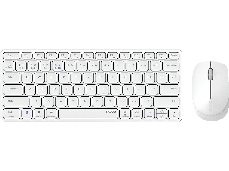 RAPOO 9600M, Tastatur & Maus Set, kabellos, Weiß von RAPOO