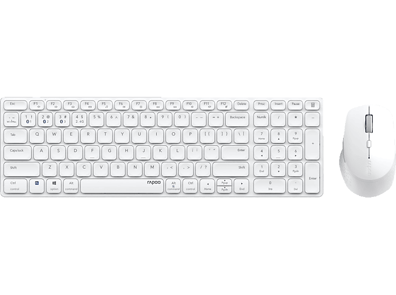 RAPOO 9700M, Tastatur & Maus Set, kabellos, Weiß von RAPOO