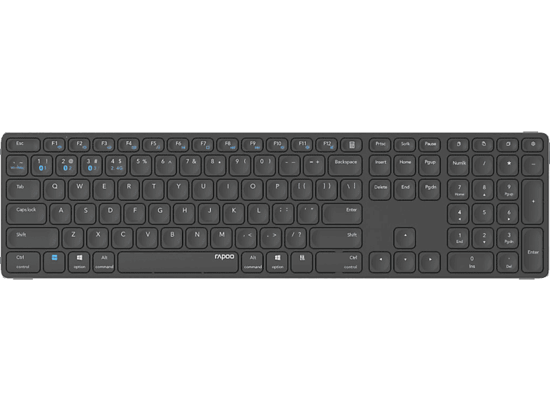 RAPOO E9800M, Tastatur, Scissor, Sonstiges, kabellos, Dunkelgrau von RAPOO