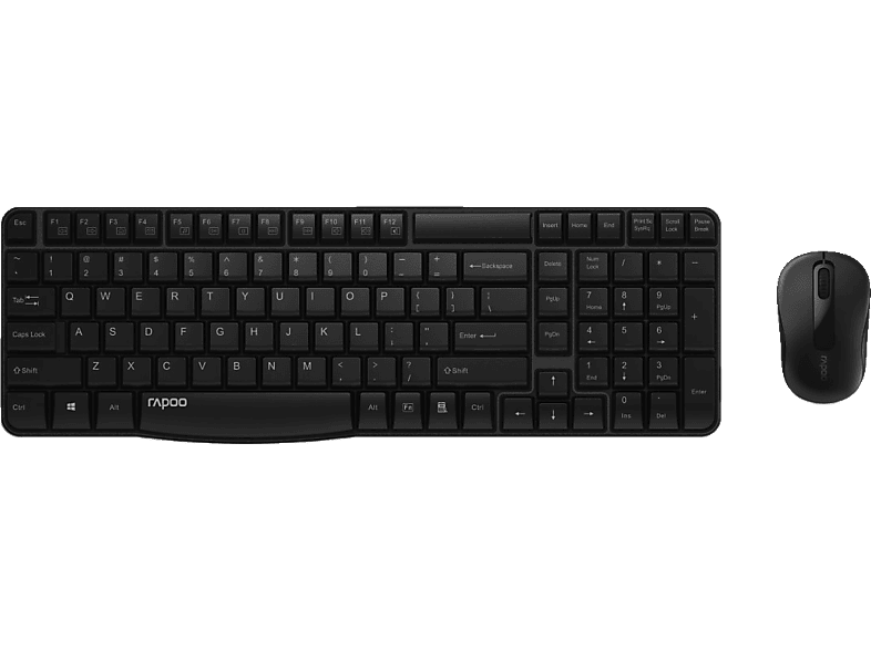 RAPOO X1800S, Tastatur & Maus Set, kabellos, Schwarz von RAPOO