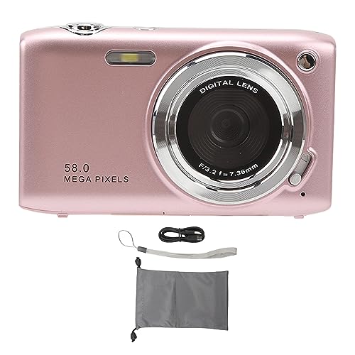 58 MP, 4K-HD-Digitalkamera mit 16-facher Zoom, Makro für Zeitgesteuerte Fotografie, Breite Anwendung mit Anti-Schütteln, für Nacht, Sport, Versammlungen und Strände (PINK) von RASTKY