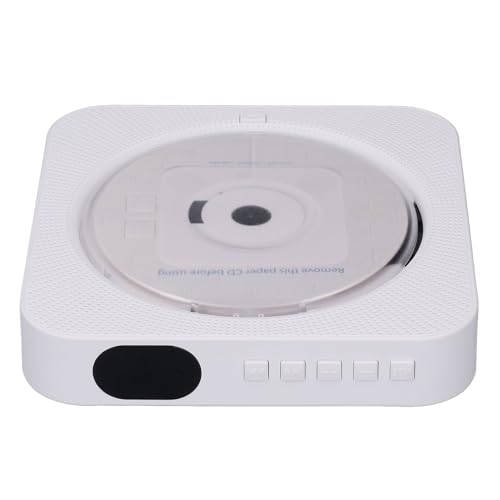 CD-Player mit Fernbedienung, Tragbares Wandmontage-Design, Unterstützt Mehrere Disc-, A-B-Wiederholungsfunktion, Immersive Klangqualität, Einschließlich und Zubehör (White) von RASTKY
