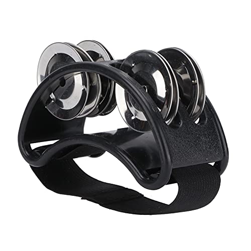 Metal Jingle Bell Foot Tambourin Shaker Percussion Drum Set - Einfach zu Bedienende, Sonunvolle Glocken - für Begleit-, Gesang - Kompakt und Leicht - Metall und Nylon (BLACK) von RASTKY