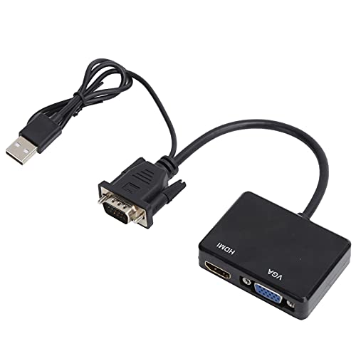 VGA -to VGA High Definition Multimedia Interface Splitter Converter Adapter mit Anzeigeunterstützung, USB -Antrieb, Analogem Ausgang, Kompatibel mit Monitoren, Projektoren und Fernseher für (BLACK) von RASTKY