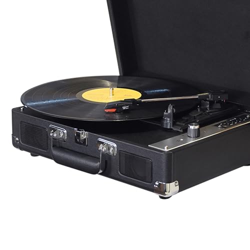 Vintage Record Player BT Phonograph USB -Aufnahmeunterstützung für 7/10/12 -Zoll -Rekorde Turntable Tragbarer Plattenspieler für Musikbegeisterte 3.5 Audioeingabe Pink (Black) von RASTKY
